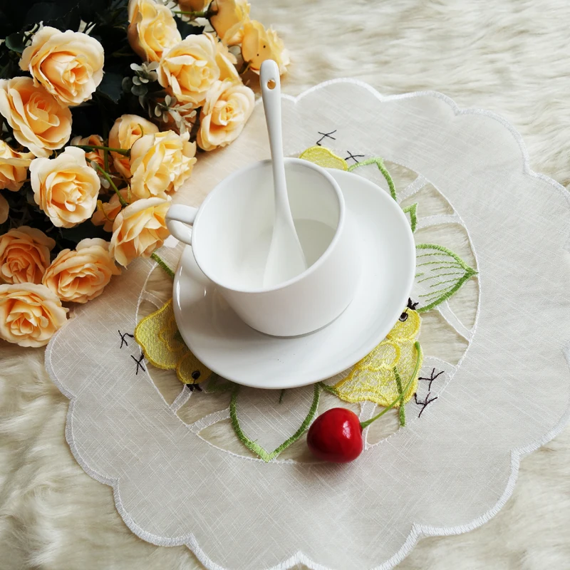 HOT Lace Round Embroidery Tabl - Coffee Tea Place ulasan dan harga