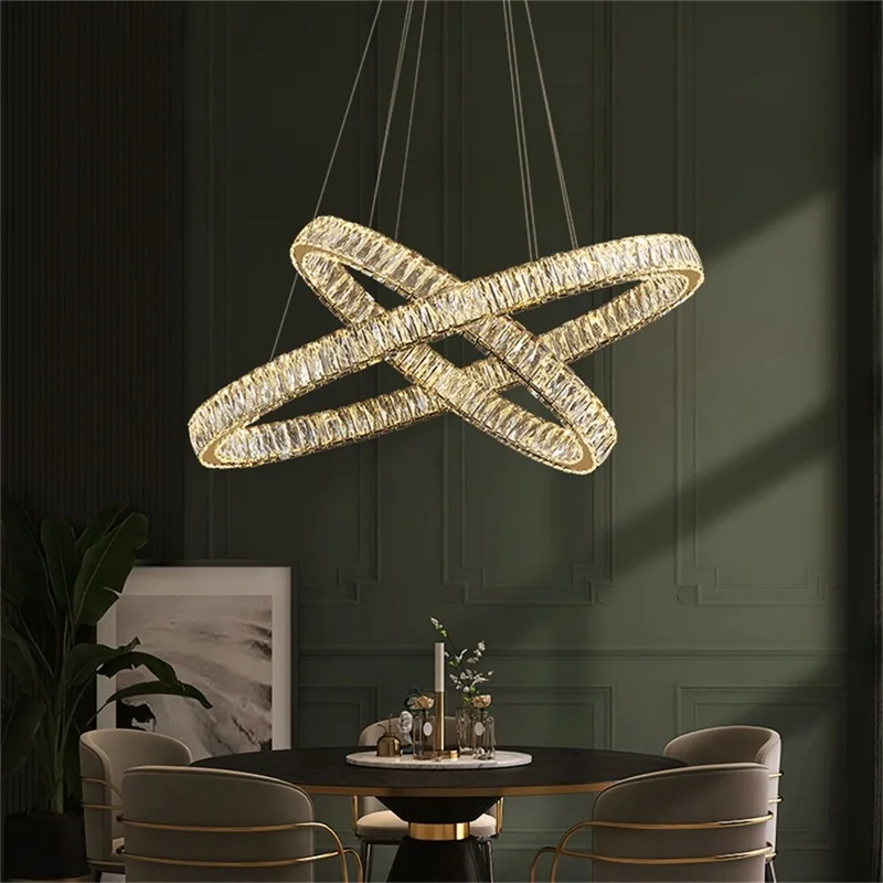 AFRA European Pendant Lamp Luxury Crystal Round Rings LED Fixtures Decorative Chandelier For Dinning Room Bedroom