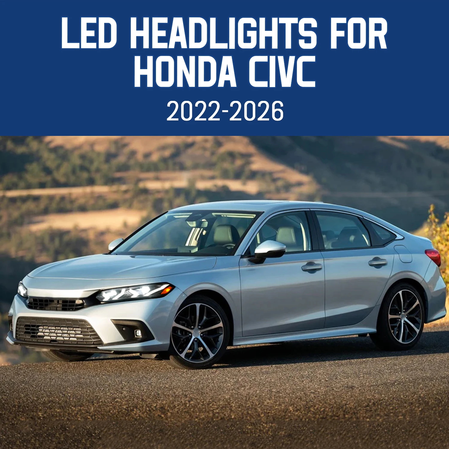 HCMOTIONZ LED Headlights for Honda Civic 2022-2026 11th Gen Blue DRL Start Animation Front Lamps Assembly