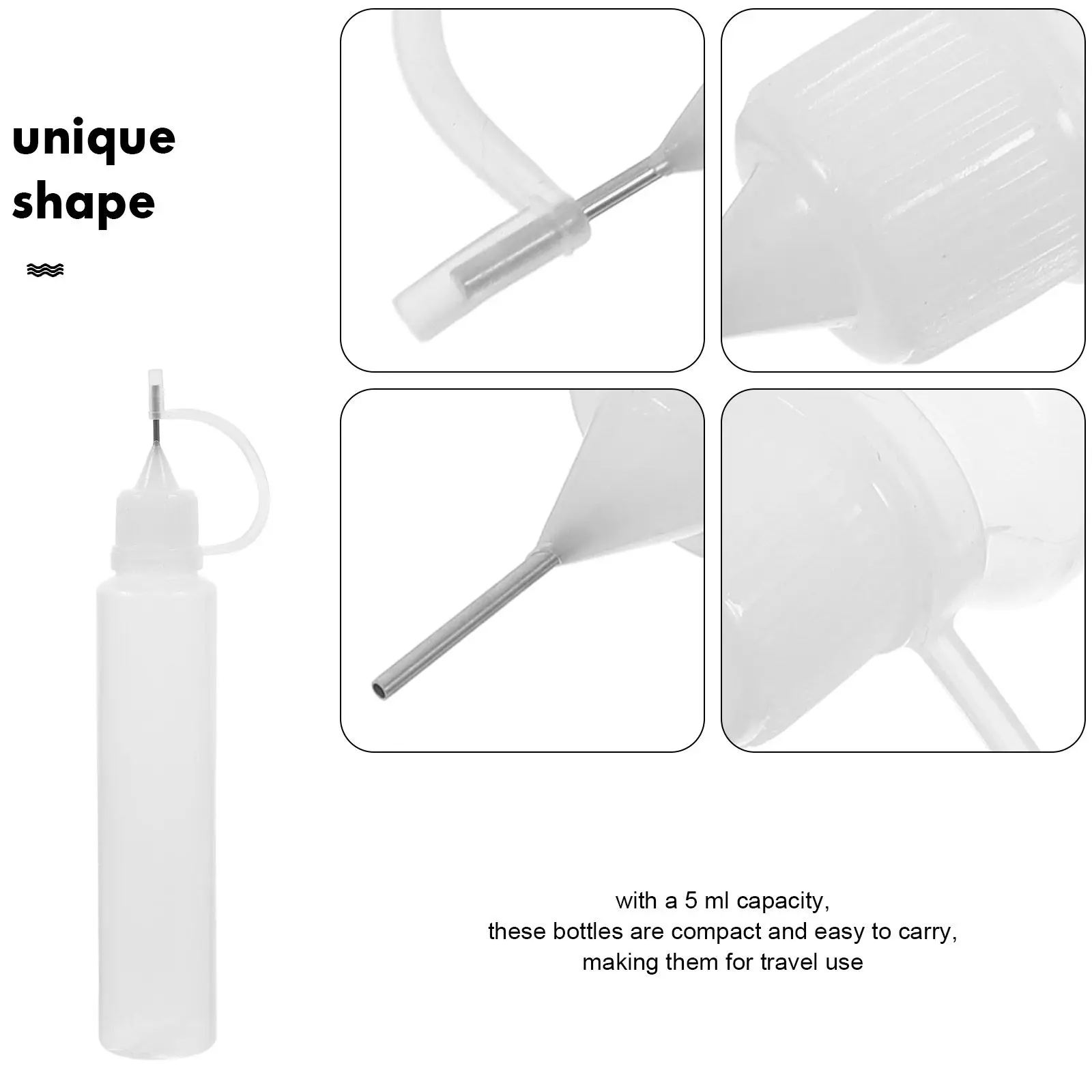 10Pcs Refillable Needle Tip Applicator Bottles Pe Squeeze Bottle for Precision Glue Paint DIY Dispensing Empty Bottle