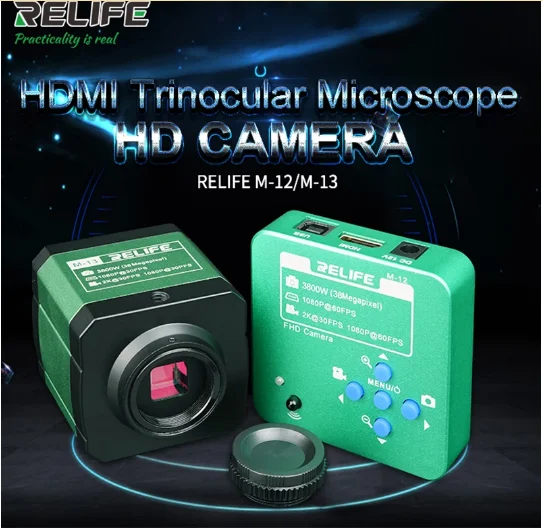 

Trinocular Microscope HD Camera RELIFE HDMI M-12/M-13 3800W For Phone CPU PCB Observe Soldering Repair High Speed Image