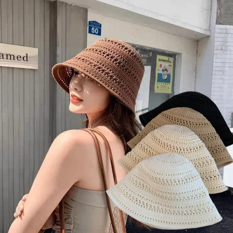 Beach Straw Hat Summer Women Visor Bucket Hat Fisherman Hat Hand weaving Panama Girl Fishing Chapeau Sun Hats tool Sunprotection
