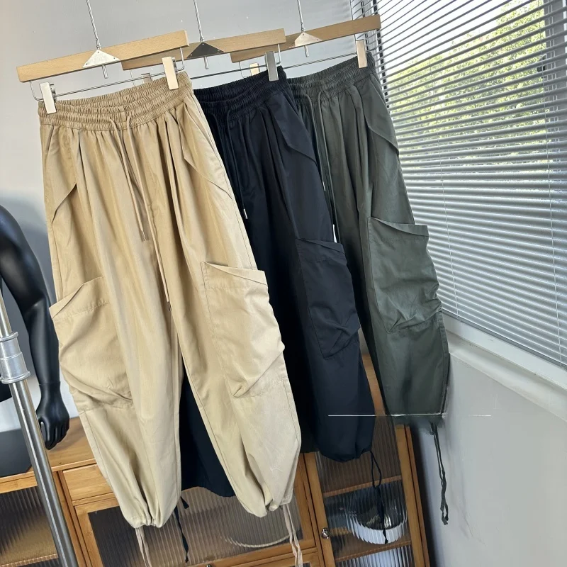 

Wide Leg Workwear Casual Pants Men's Spring Autumn Trendy Long Trousers Japanese Sle Big ket Loose Fit Youthful