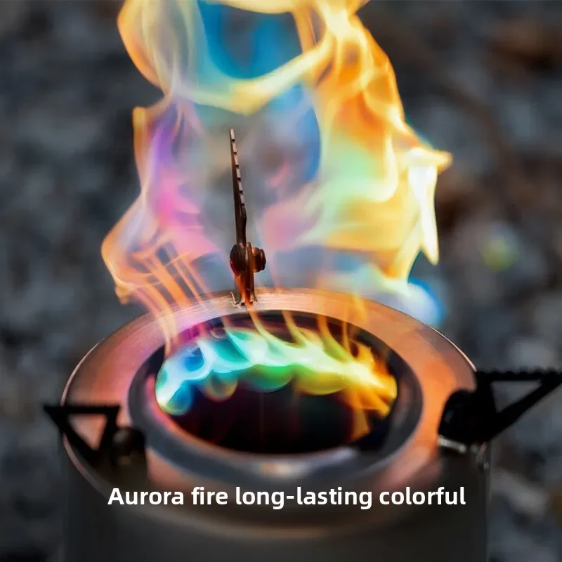 LUINGBOX Camping Outdoor Aurora Lightweight Portable Pellet Flame Stove Tornado Flame Stove Firewood Cooking Burning Viewing