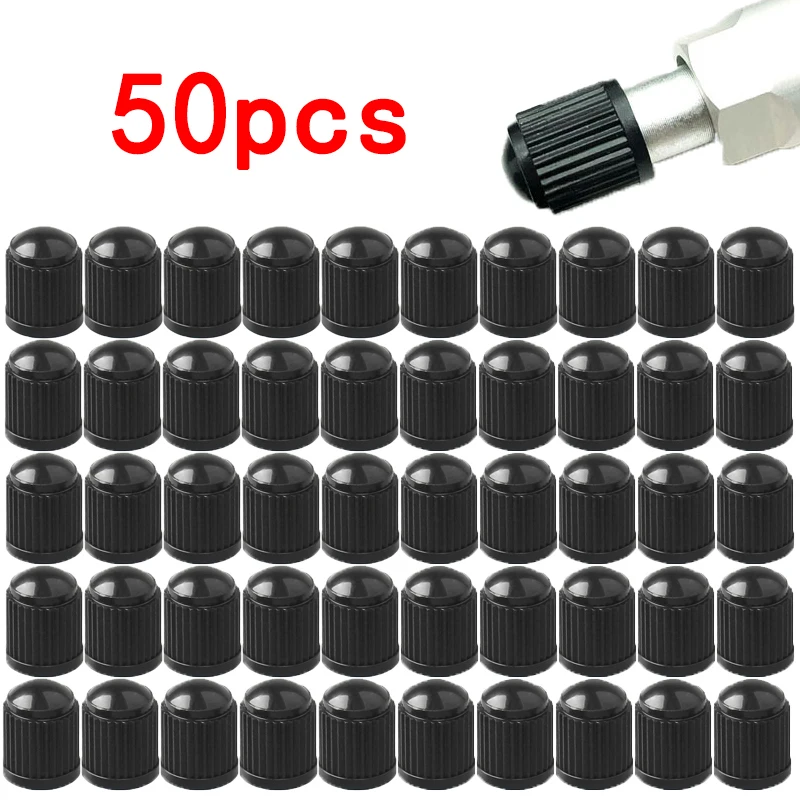 

50pcs Universal Tire Valve Caps Plastic Car Tire Pressure Covers Dustproof Wheel Stem Air Valve Caps Auto Bike Dustproof Caps