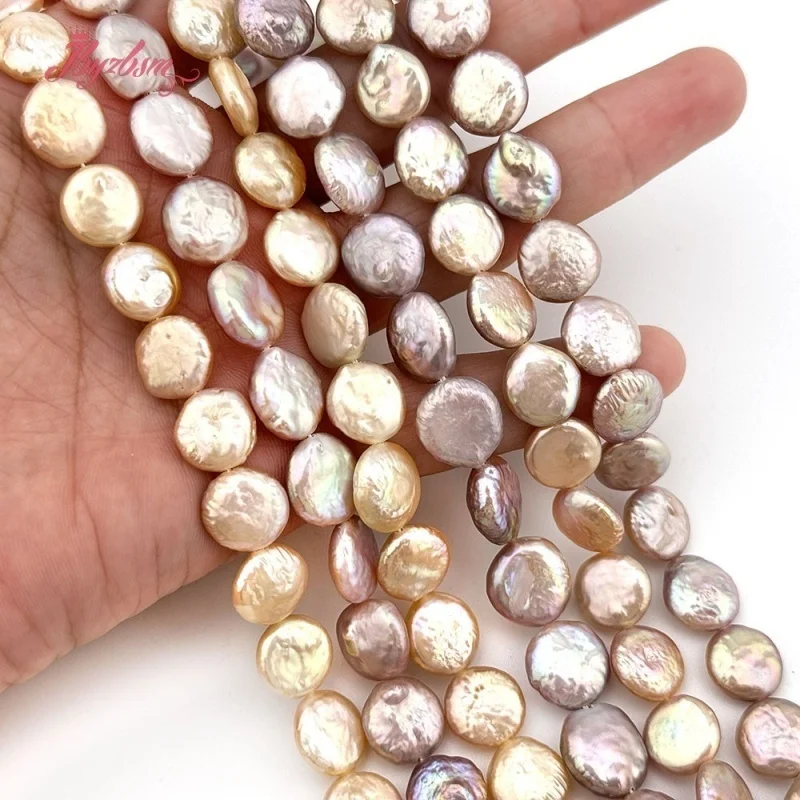 Natural Coin Freshwater Pearl DIY Stone Beads Spacer Strand 15