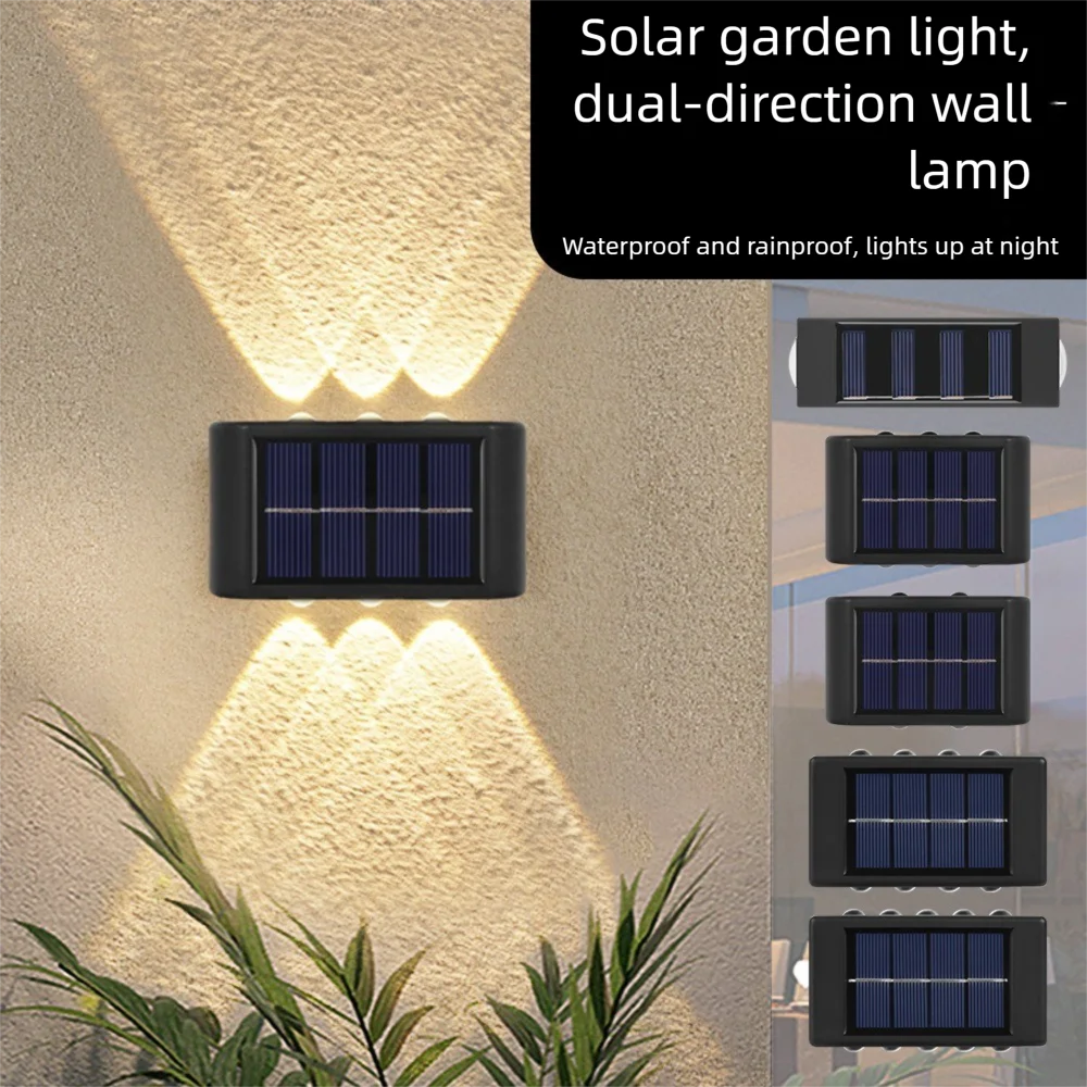 

2pcs 16 LED Solar Lights Up and Down Lighting White Warm Light Wall Washer Light Convex Mirror Ambient Wall Lights Wall Layout