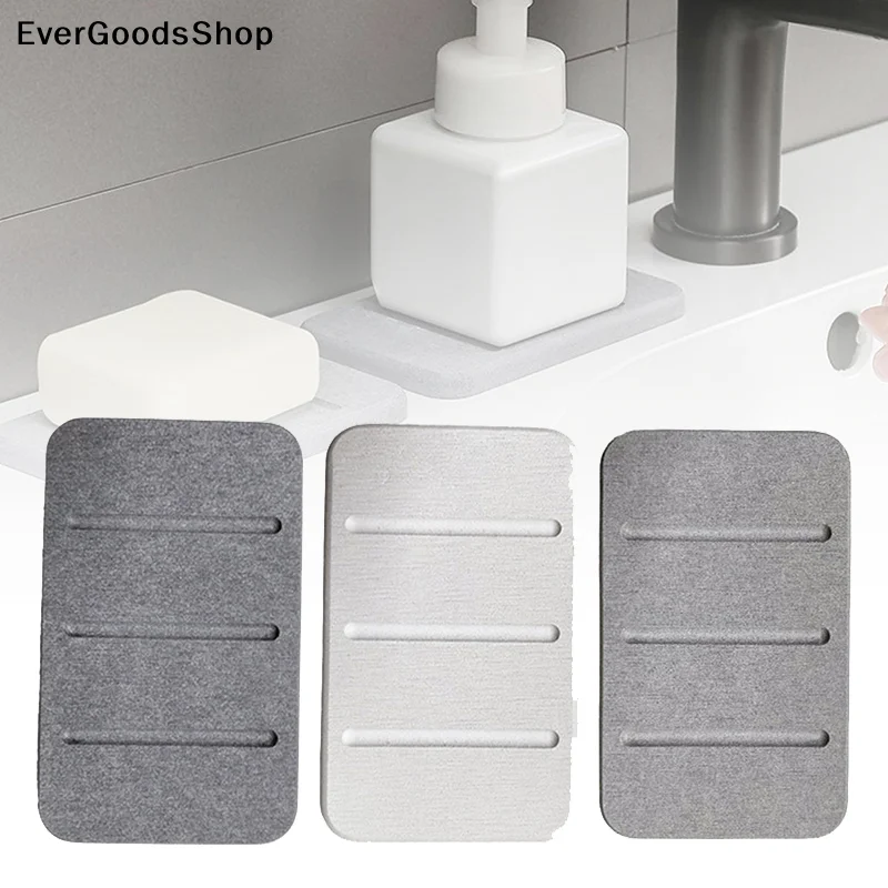 ✦ Bathroom Countertop Soap Toiletries Absorbent Mat Rectangular Soap Holder Bathroom Supplies Diatom Mud Soap Dish Quick-Dry Pad