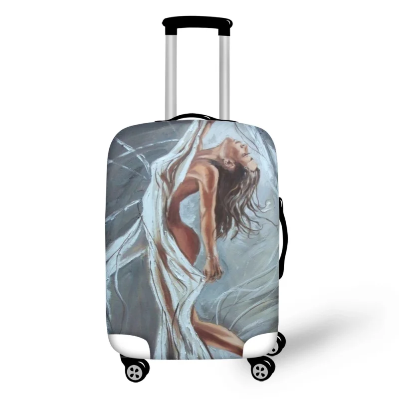 Oil Painting Women Travel Luggage Covers Scratch Resistant Suitcase Protector Cover Durable Trolly Basic Accessory for18-32 Inch