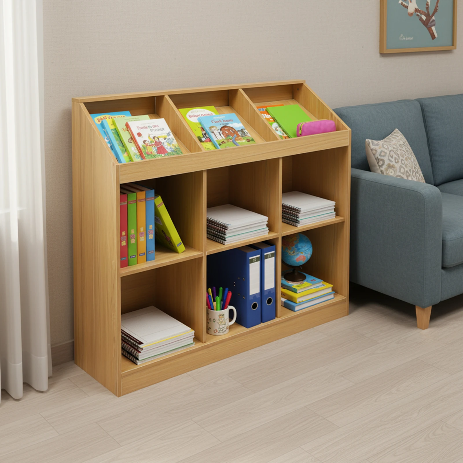 

9-Cube Wooden Storage Bookcase, Open Shelf Cabinet, Modern Bookshelf Organizer for Home Office Living Room