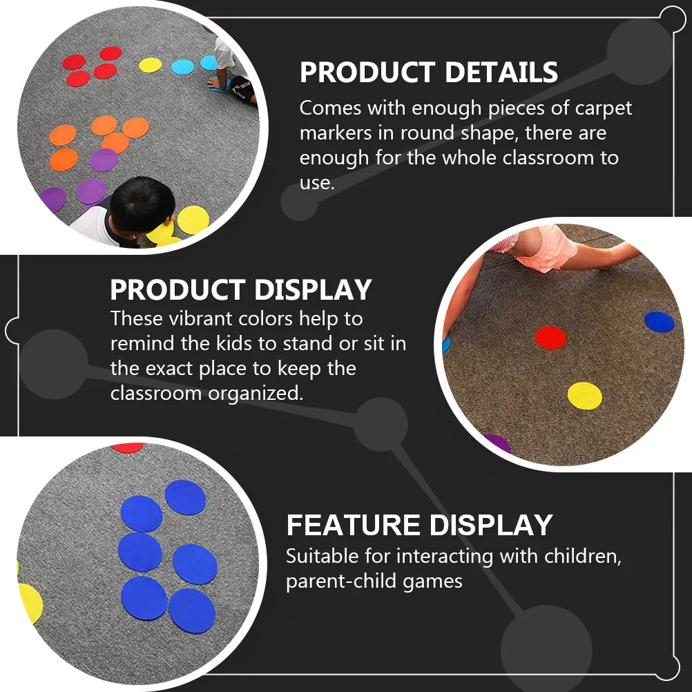30Pcs Children Carpet Markers Round Shape Nylon Safe Non Adhesive Carpet Spots for Kindergarten Preschool Teaching