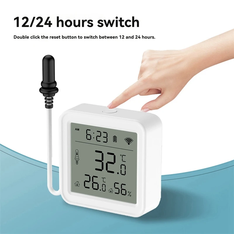 Tuya Smart Home Wifi Temperature & Humidity Sensor With 1M External Probe App Remote Viewing Temperature Humidity Meter