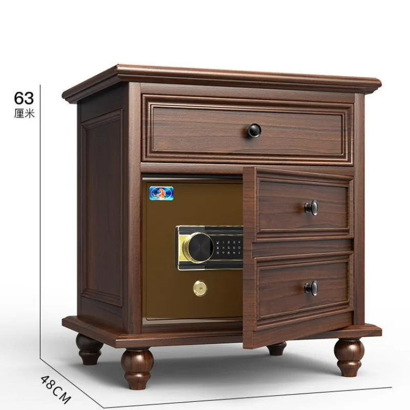American solid wood furniture invisible bedside safe box household integrated bedroom storage cabinet