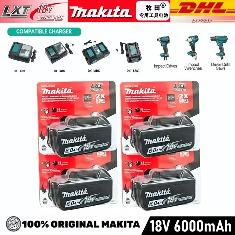 Batterie Makita 18v 100% authentique/d'origine bl1850b BL1850 bl1860 bl 1860 bl1830 bl1815 bl1840 LXT400 6.0Ah pour outils Makita perceuse