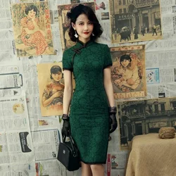 Chinese Qipao Dress for Women Clothing Summer Dress Fashion Clothes Vintage Casual Elegant Ethnic Style Lace Party Casual
