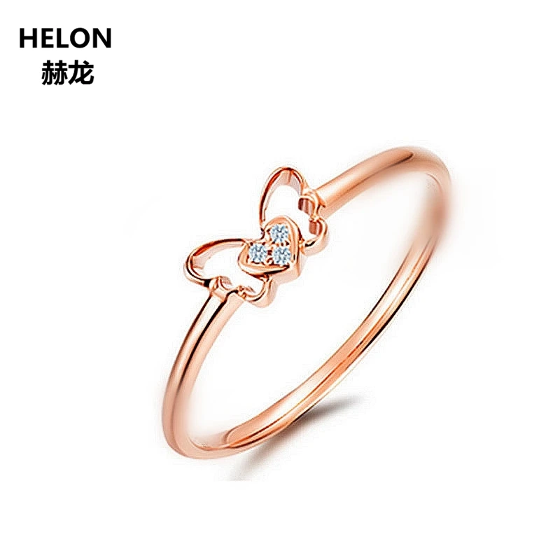 

Solid 14k Rose Gold Natural Diamonds Engagement Ring for Women Wedding Band Anniversary Party Fine Jewelry Trendy