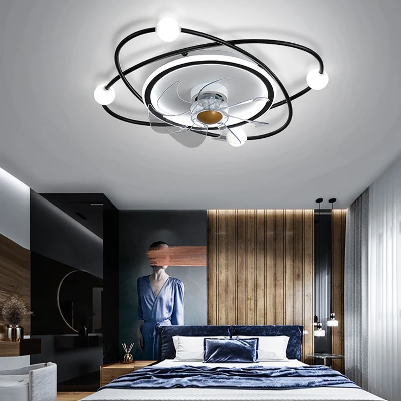 Simple Led Chandeliers With Electric Fan Modern Living Room Bedroom Ceiling Fan Lights Home Indoor Decor Lighting Lamps Fixtures