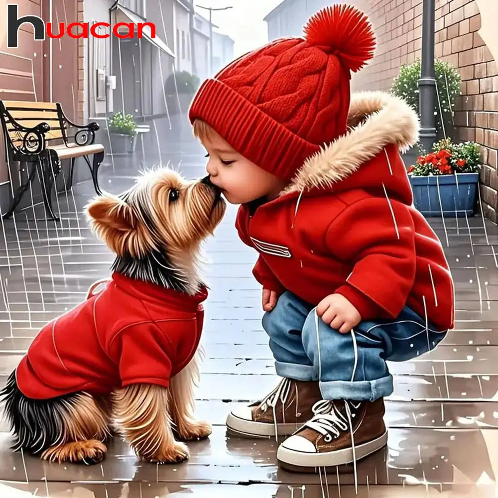 Huacan New Arrivals 2025 Diamond Painting Kids Dog Diamond Mosaic Animal Portrait Complete Kit Craft Kit