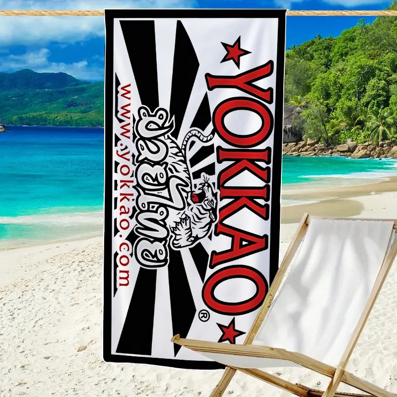 1PC YOKKAO Muay Thai White Tiger Print Beach Towel Quick-Dry Absorbent Large Gym Sports Bath Towel