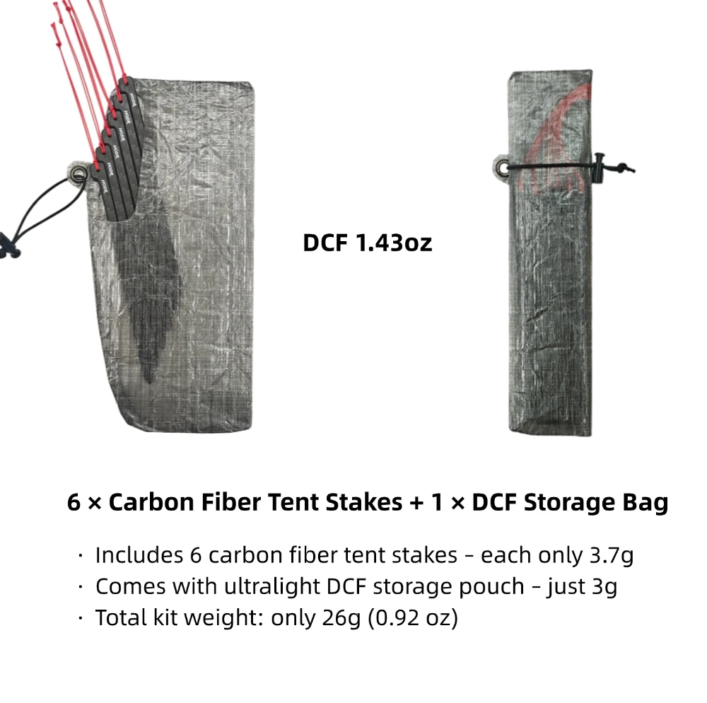 [HODR] Carbon Peg Tentharingen Koolstofvezel 12 cm 3,7 g Ultralight Backpacken Tentspijkers Outdoor Kampeeruitrusting Wandelen
