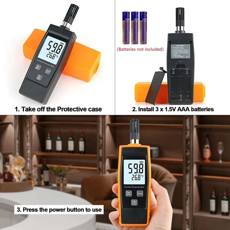 Inductive Digital Temperature And Humidity Meter Measurement Range 0-100%RH,-20-80℃