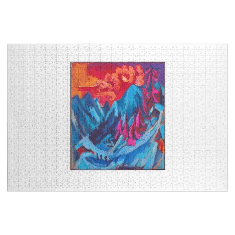 

Пазл-диорама «Зимний пейзаж при лунном свете» Эрнста Людвига Кирхнера 1919 года, аксессуары для диорамы, индивидуальный пазл с изображением на заказ