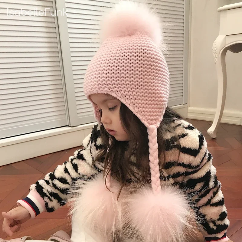 

Arrivals Winter Hats for Kids Baby Girl Hat 1-6years Toddler Hat and Scarf Baby Hats Warm Quality Hat Detachable hair ball