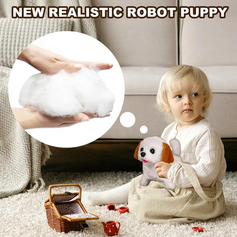 روبوت الكلاب للبالغين لعبة المشي الروبوتية نباح الكلب أفخم دمية واقعية التفاعلية محشوة الحيوان يهز رفيق الحيوانات الأليفة ل