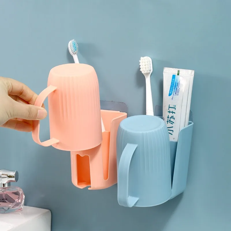 Toothbrush Holder Wall Mounted Mouth Toothpaste Dispenser Quick Draining Storage Squeezer Rack Bathroom Toothbrush Holder