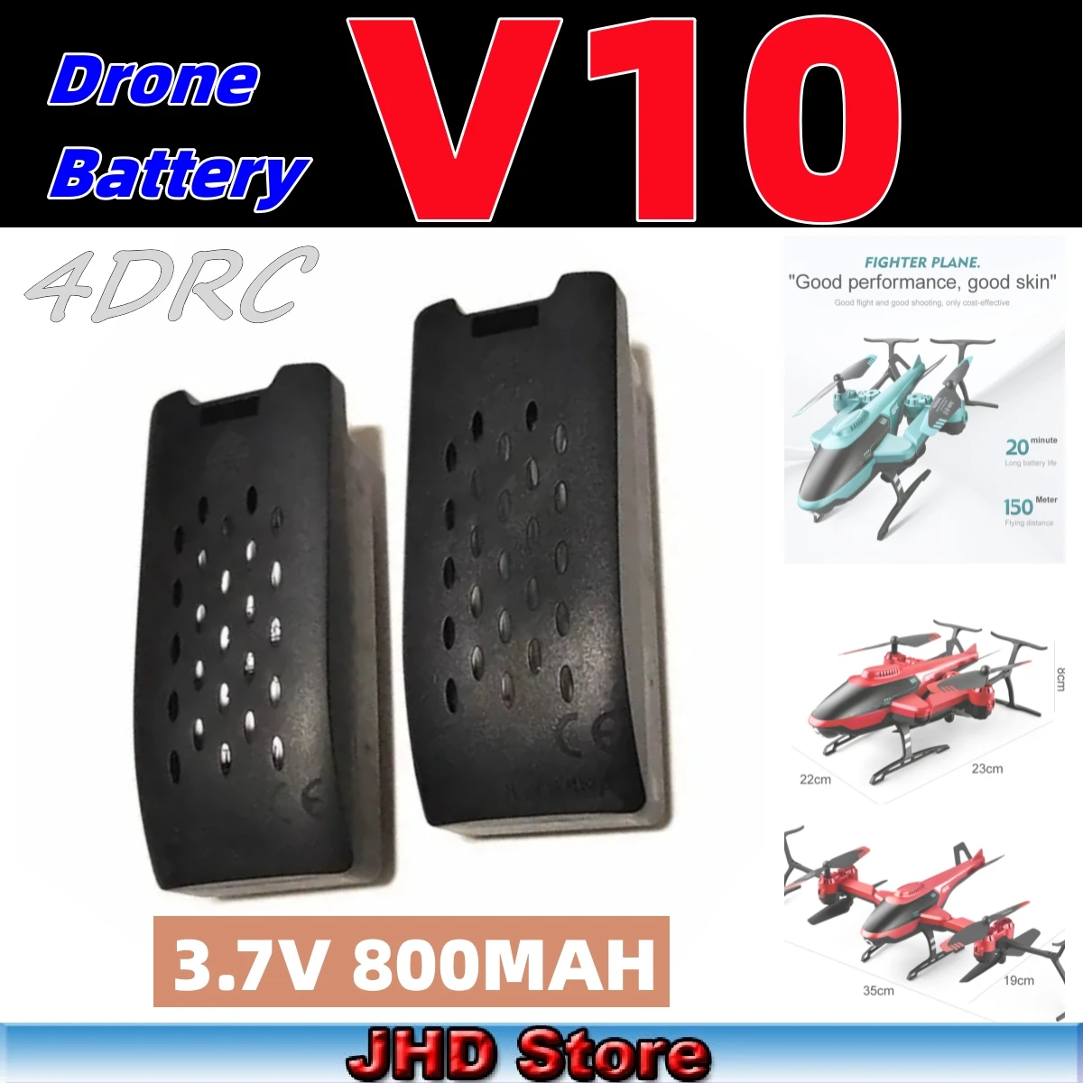 JHD Bateria Drone 4DRC V10 RC Mini Drone Original Battery 3.7V 800Mah RC Drone Battery 4D-V10 Accessory  Battery Wholesale