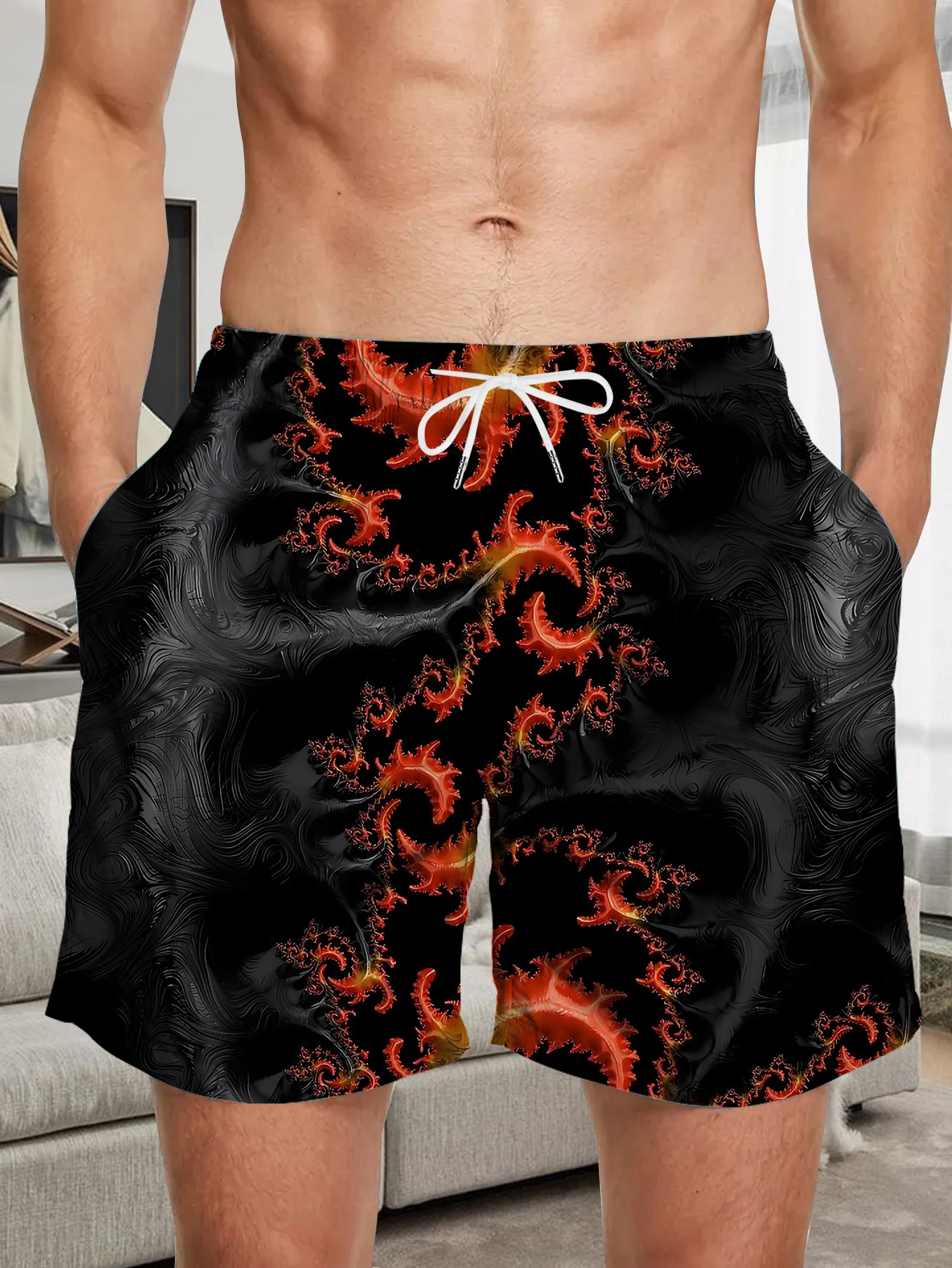 

Men's Digital Printed Shorts Full Print Beach Pants Quick Dry Polyester Casual Trunks