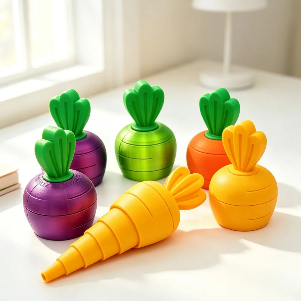 3D Printed Stretchable Carrot Stress Relief Small Ornament Gift Craft Item for Office Relieve Anxiety and Vent Decorative Toy