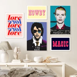 Pop Mugshot Elvis Yellow Abstract Quote Canvas Poster Print Neon Pink Lightning Figure Picture Painting Living Room Home Decor