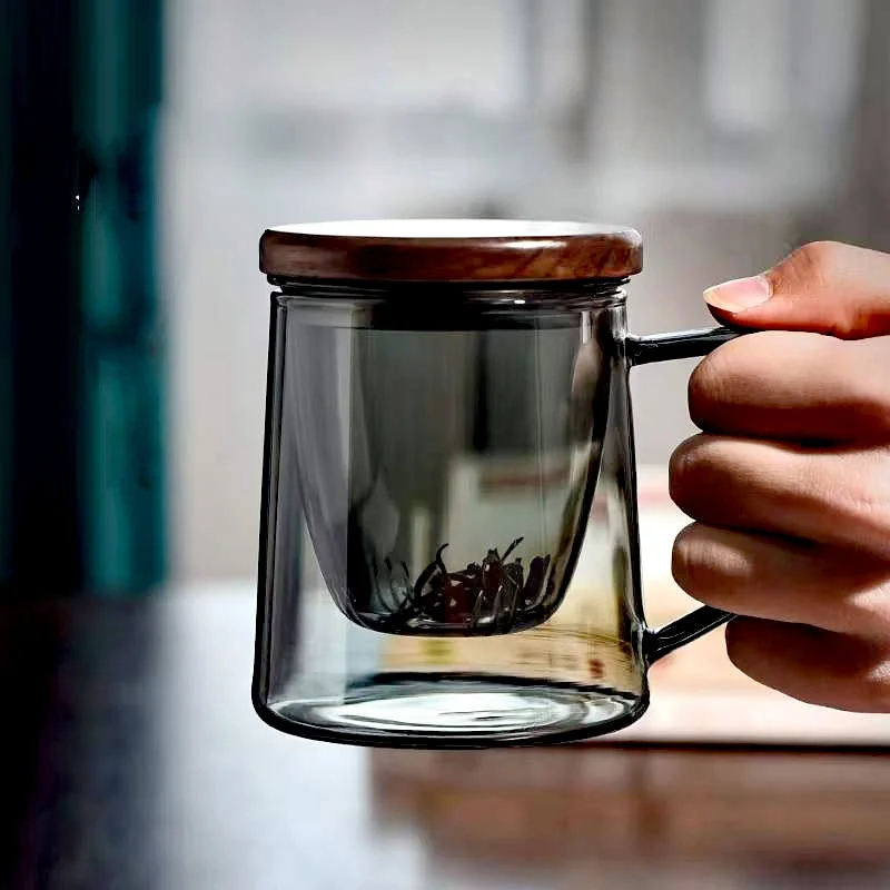 400ml High Borosilicate Glass Tea Cups with Infuser Tea Water Separation Scented Tea Cup Office Flower Tea Separation Tea Mug