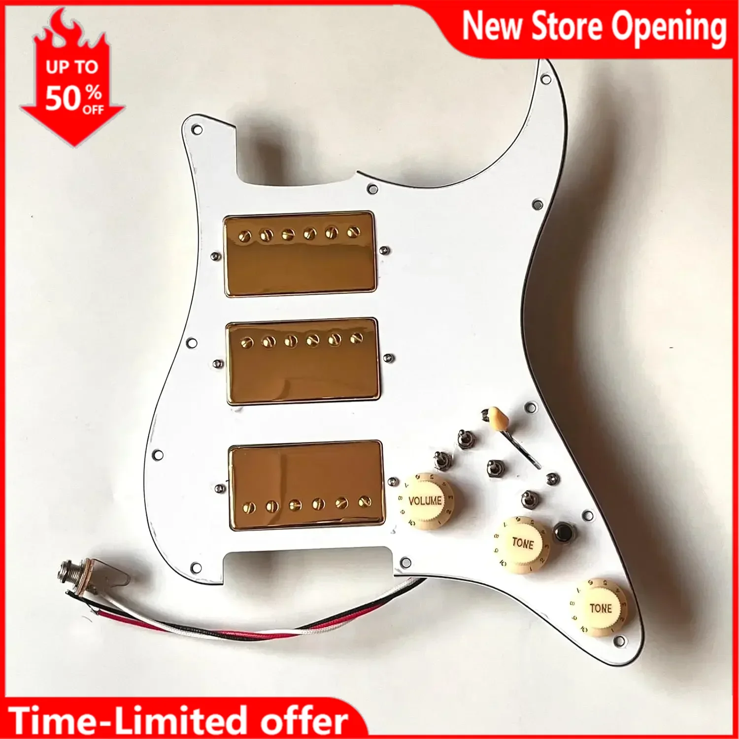 Prewired Loaded Pickguard with HHH  Alnico 5 Humbucker Gold Pickups Coil Splitting Multi Switch For ST Guitar Parts