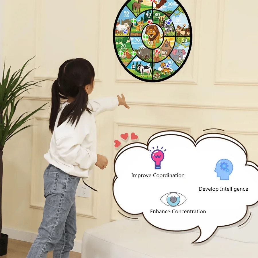 لوحة رمي السهام للأطفال 72 سم/28 بوصة لوحة رمي السهام الكبيرة مع 12 كرة عصا 6 قطع ألعاب الحفلات الداخلية/الخارجية، لون عشوائي #6