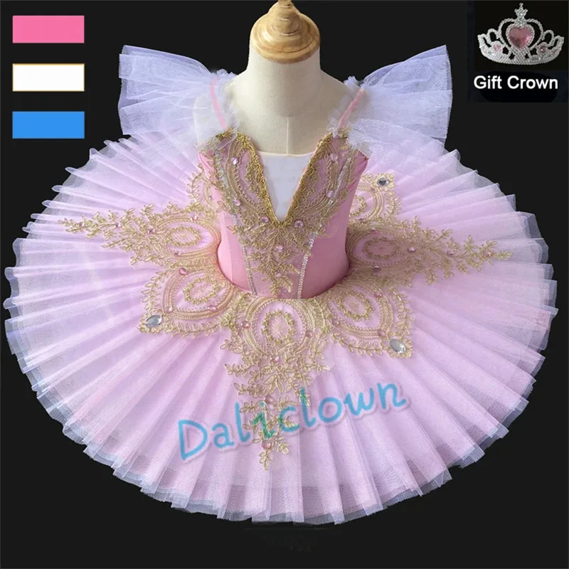 

COSda@White Swan Lake Professional Ballet Tutu Girl Blue Pink Platter Pancake Tutu Tulle Princess Ballerina Dress Ballet Dance C