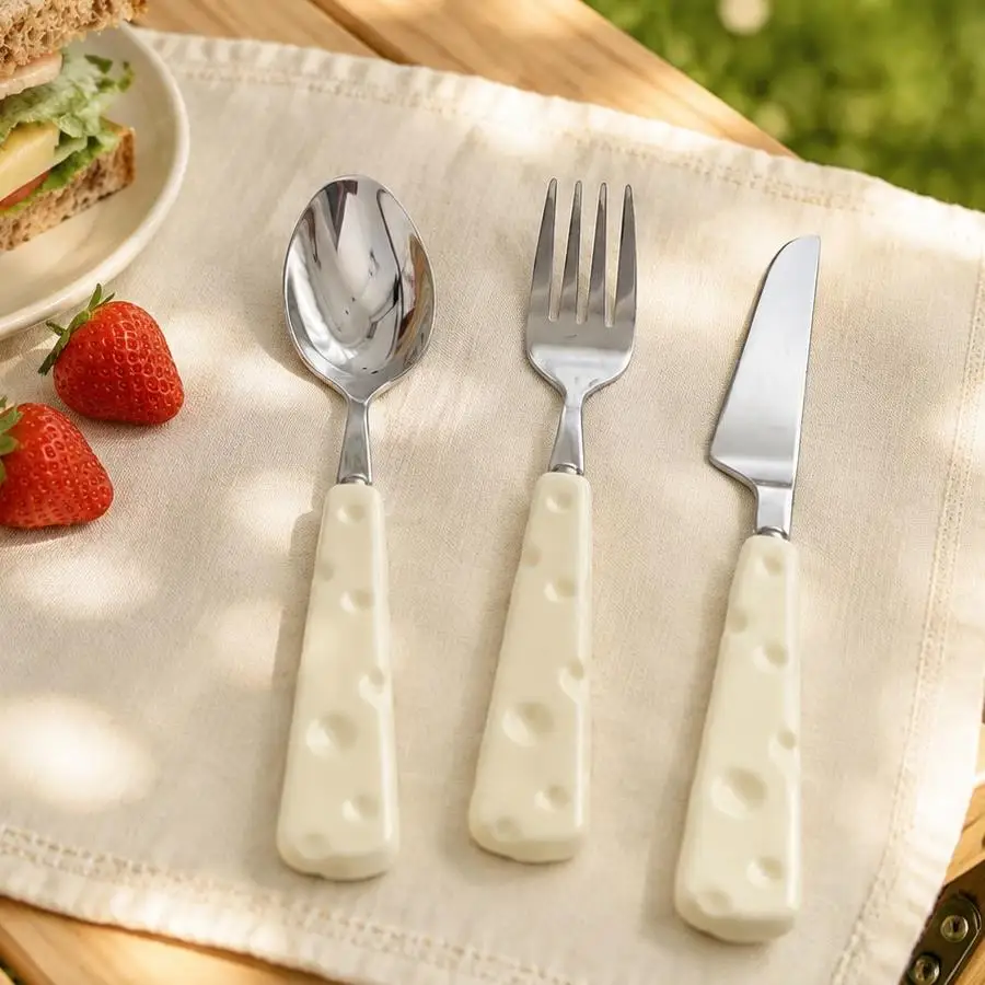 Stainless Steel Cutlery Set, Smooth Mirror Polished Spoon Fork Knife, Tableware for Cake, Ice Cream, Fruit and Afternoon Tea XJM