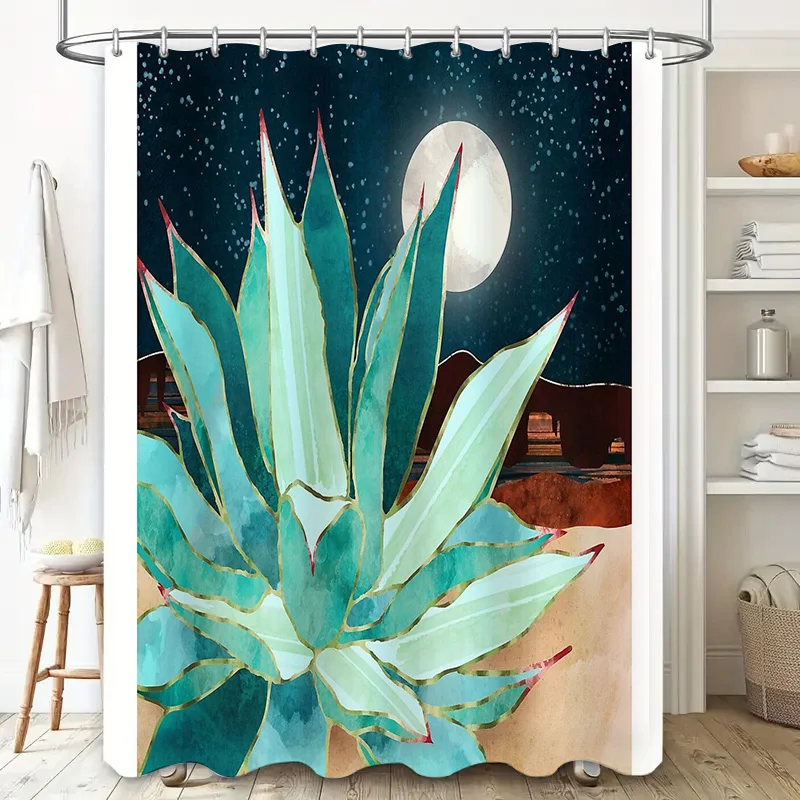 Desert Cactus Shower Curtain Botanical Southwestern Home Decor Western Room Divider Rustic Farmhouse Bathroom Set