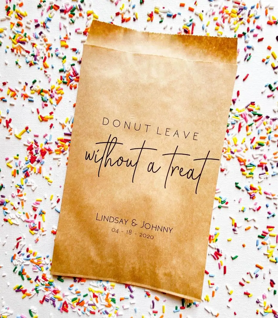 50 Donut Leave Without A Treat Personalized Donut Bags | Donut Favor Bags | Wedding Favors Bags