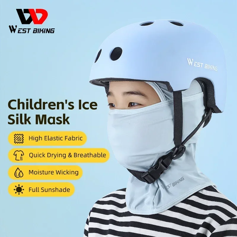 

WEST BIKING Children‘s Cycling Caps UV Protection Skin Friendly Full Face Mask Kids Ice Silk Balaclava Cooling Sport Gear