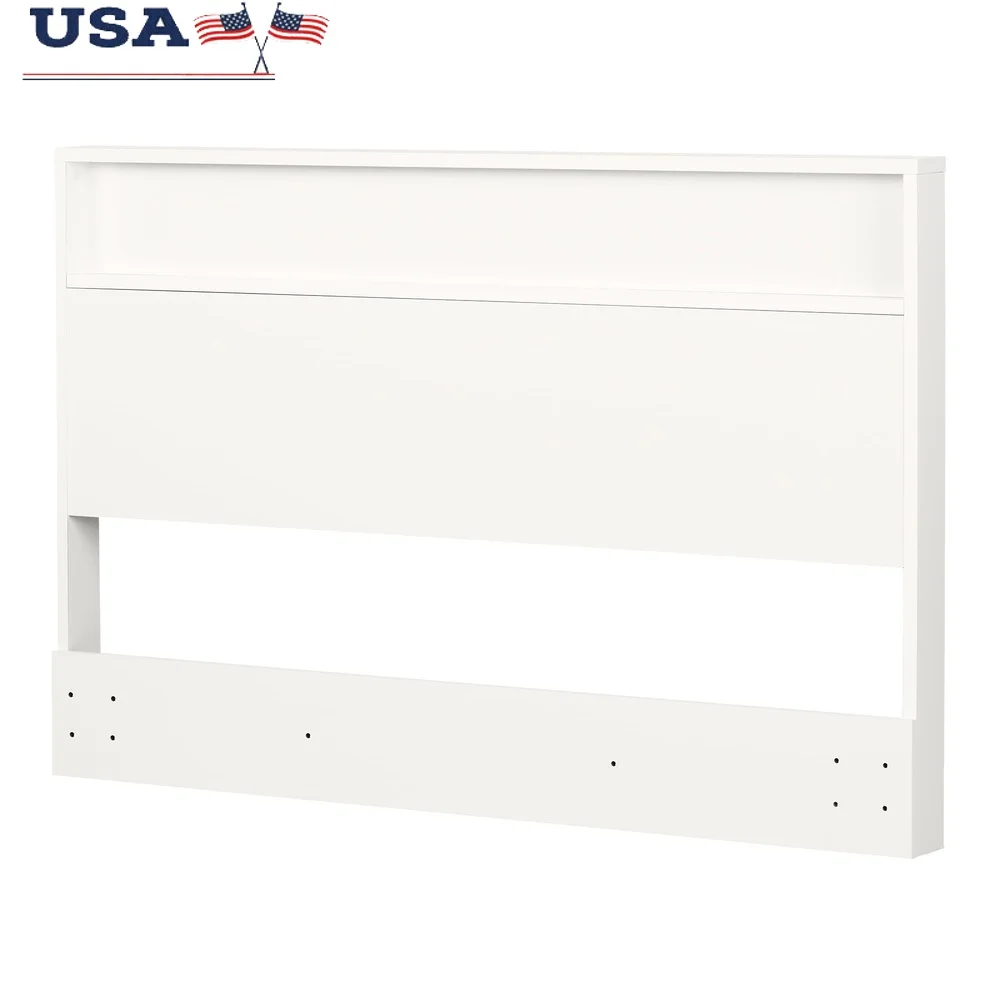 

Modern Full Headboard with Shelf Bedroom Elegant Design Laminated Particleboard Storage Solution Easy Assembly Chic Decorative
