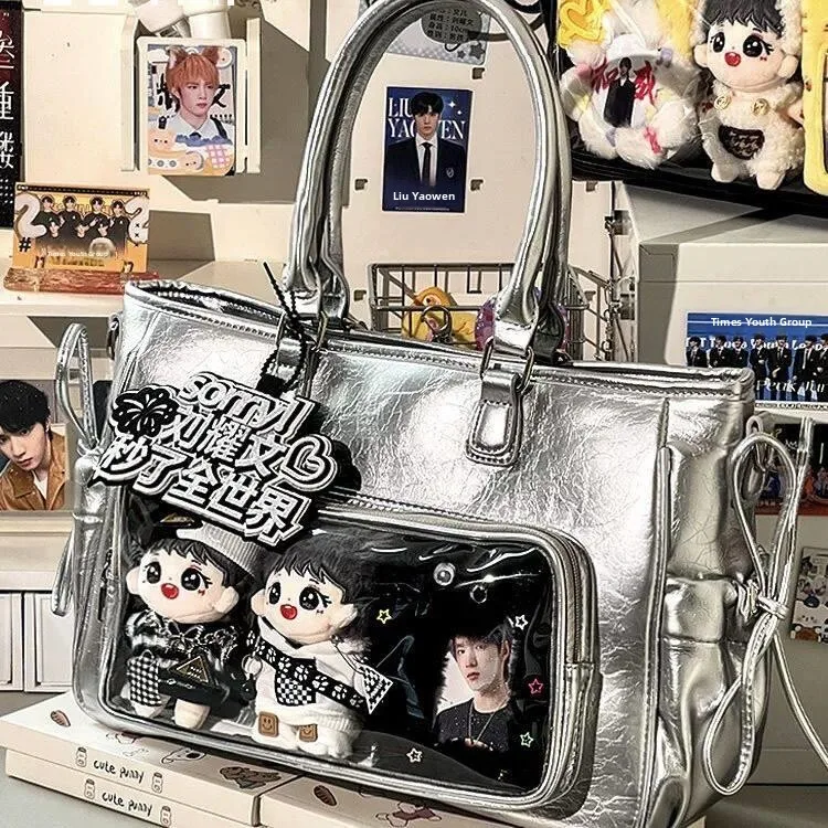 

Concert Fat Crossbody Bag with Hidden Layer Lamp Holder Stand Youth Shoulder Bag Korean Style Square Hobo Bag for Women