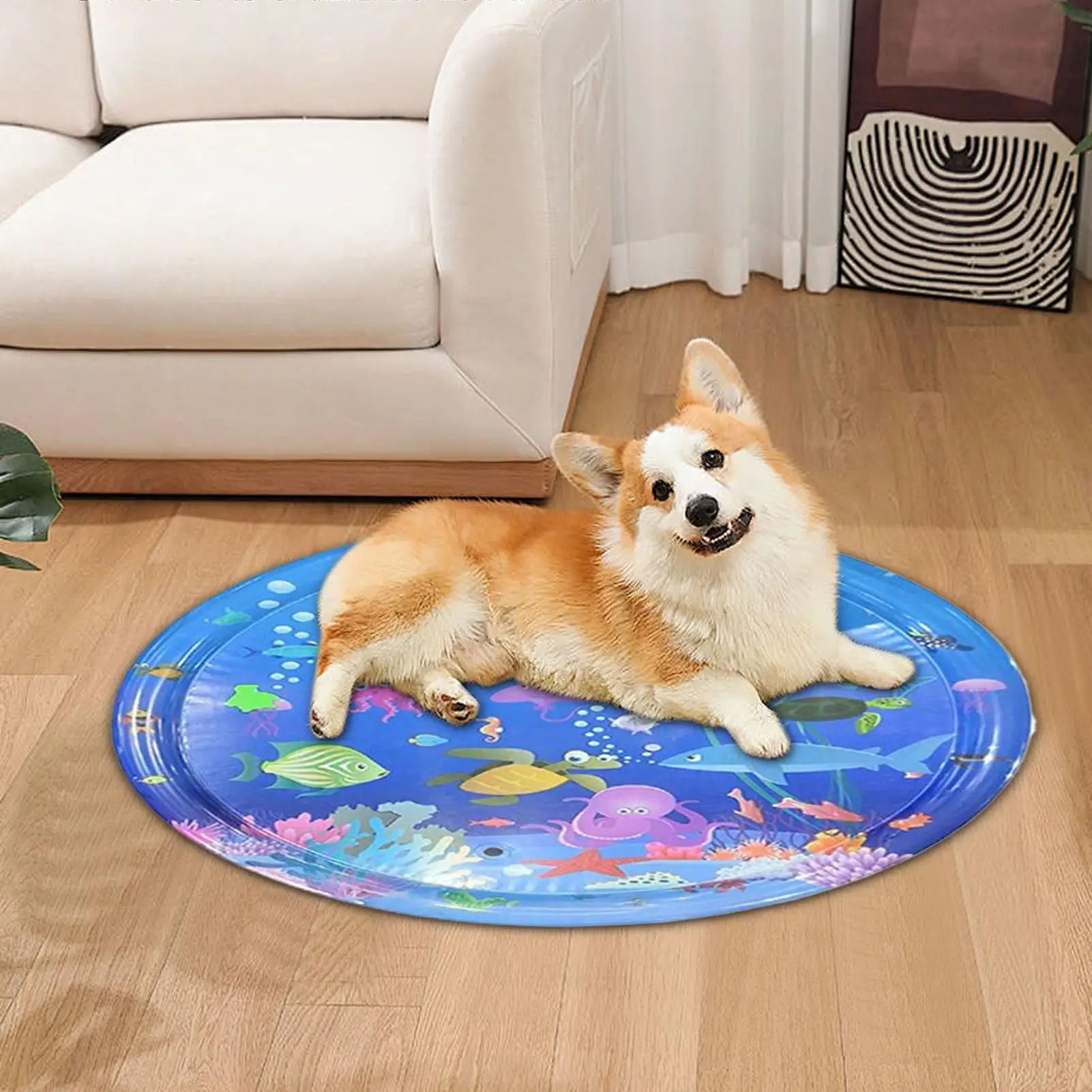 Water Mat for Babies Pet Cooling Pad Interactive Foldable Washable Cooling Mat for Outdoor Indoor Water Play Puppy Cat Pet