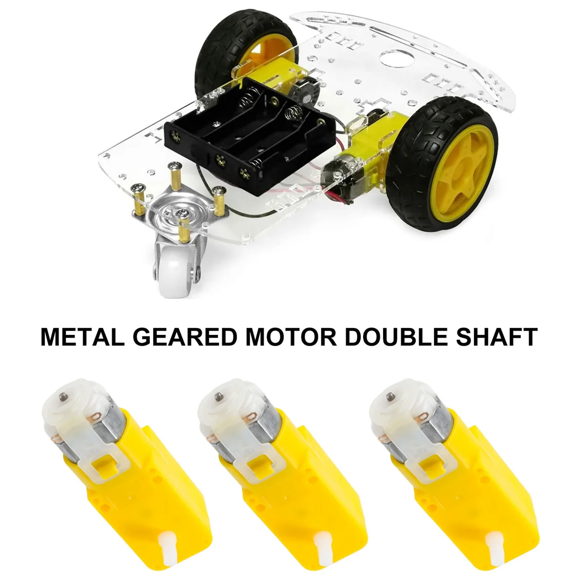 Motor de engranaje de doble eje para coche inteligente, 3-6V, TT, Robot, paquete de 6 (Forma I)