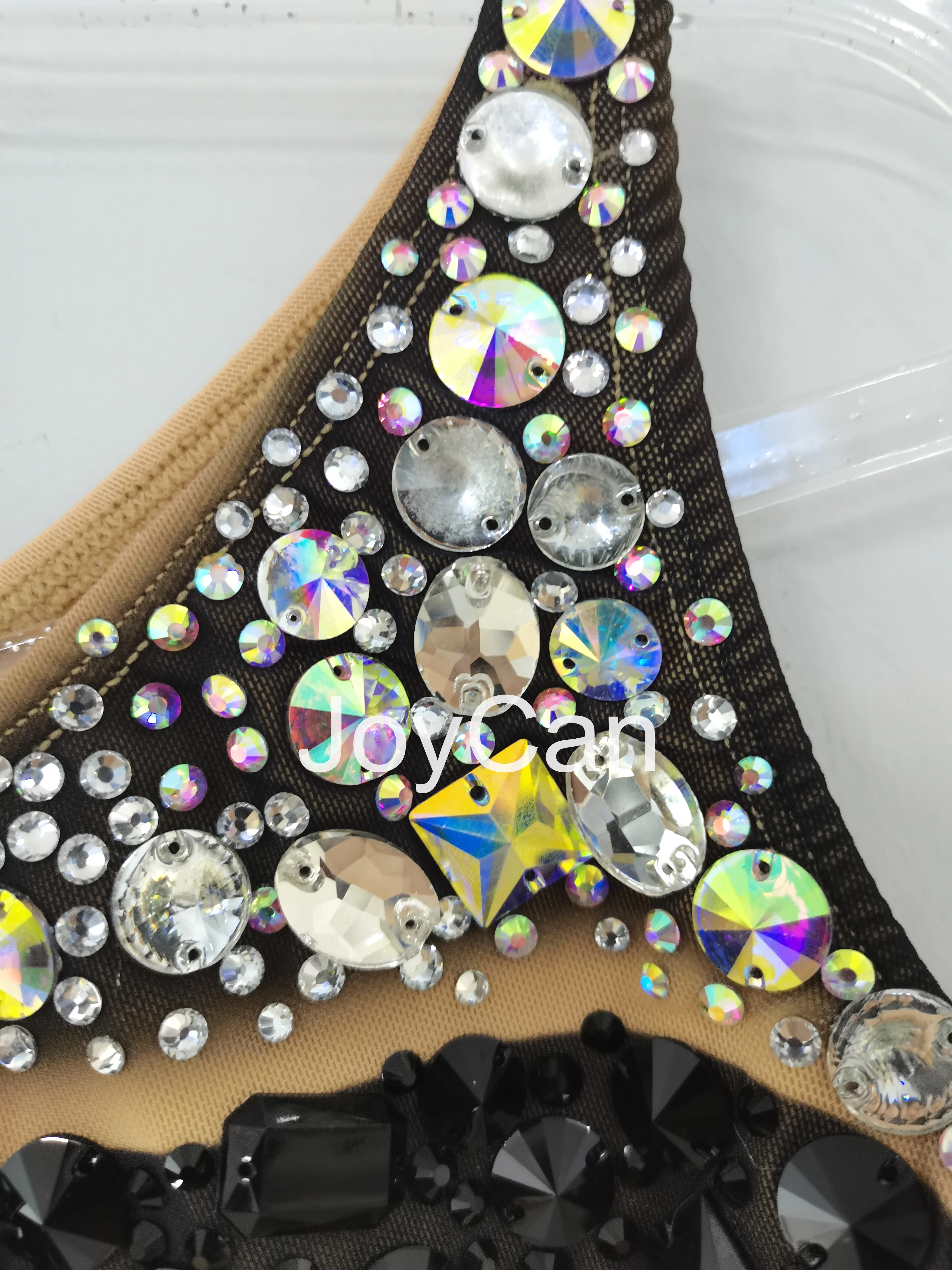 جويكان-أحجار الراين ثدي جمباز للنساء ، سبانديكس أسود ، ملابس رقص أنيقة للفتيات ، منافسة