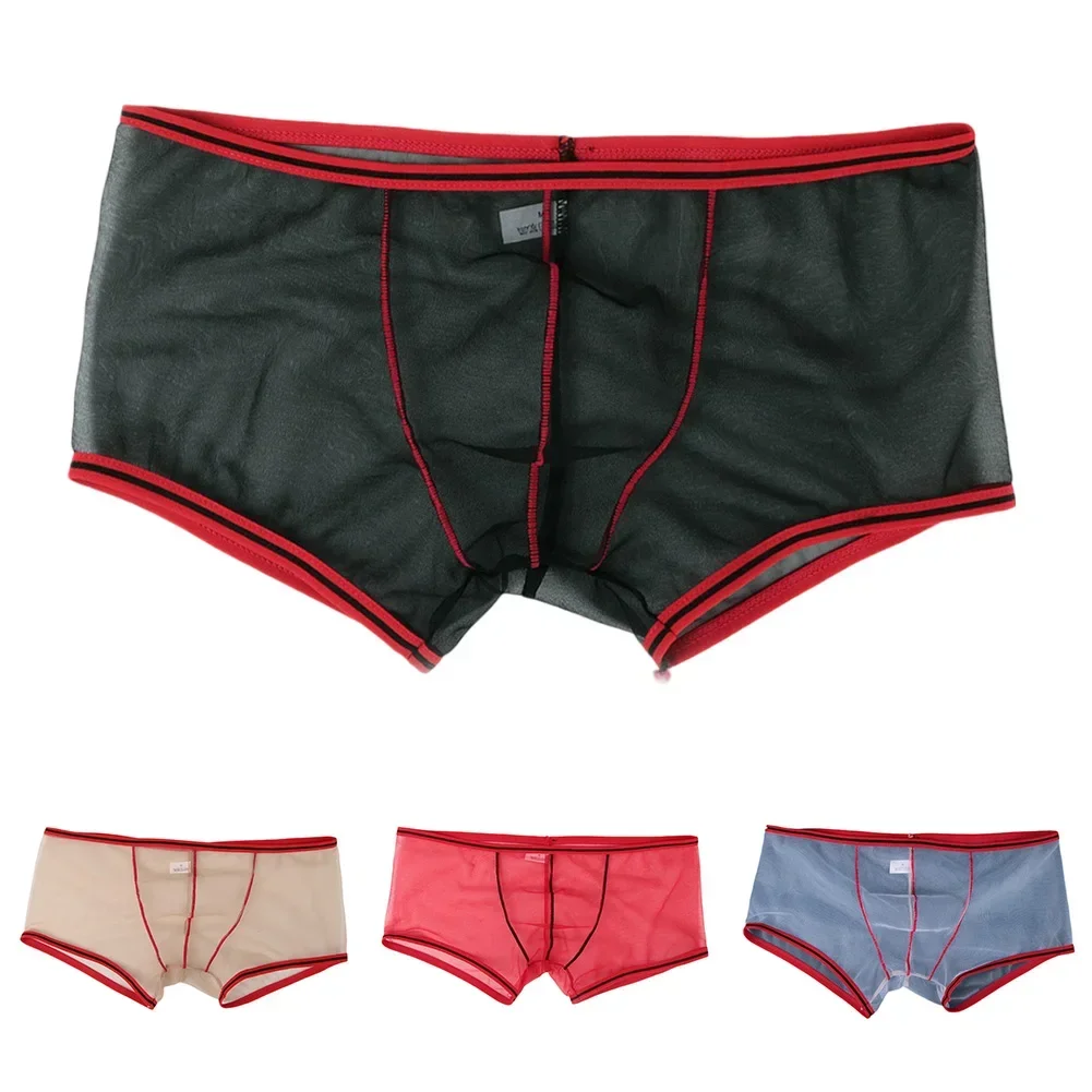 Men's Panties Mesh Boxer Briefs Sissy Sexy Underwear For Hot Man Sheer Pouch Lingerie Ultra-Thin Underpants Breathable Knickers