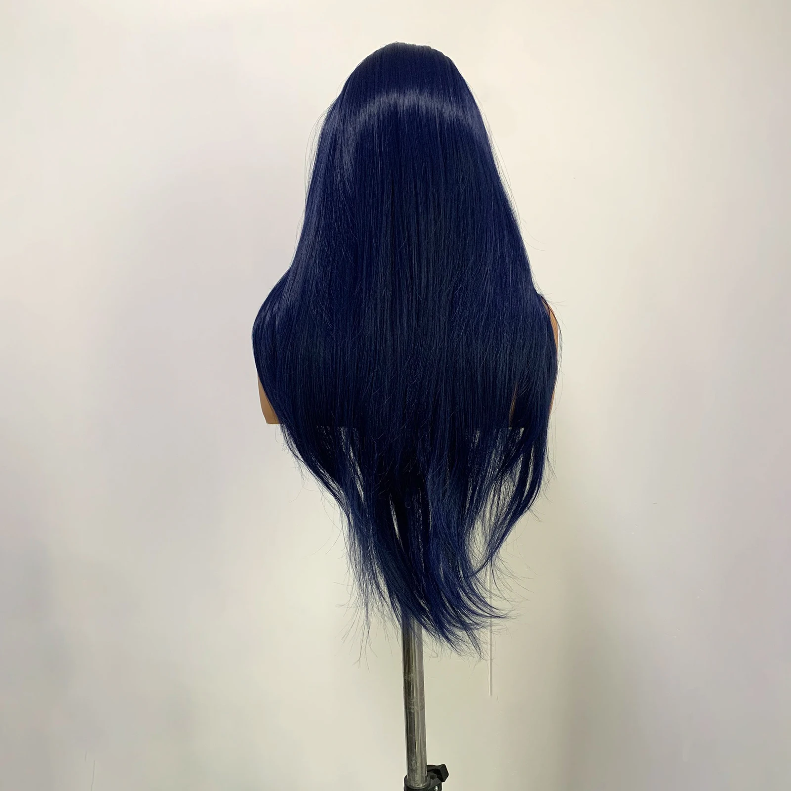 WIF Dark Blue Curly Synthetic Wig Curl Wave Hair Heat Resistant Kinky Wavy 13 x 4 Lace Front Wigs Women Makeup Daily Use