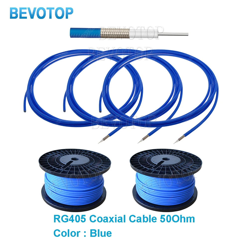 Blue Semi-Flexible RG405 Coaxial Cable 50ohm High Frequency RF Jumper Pigtail Test Cable 1M to 200M Length Options