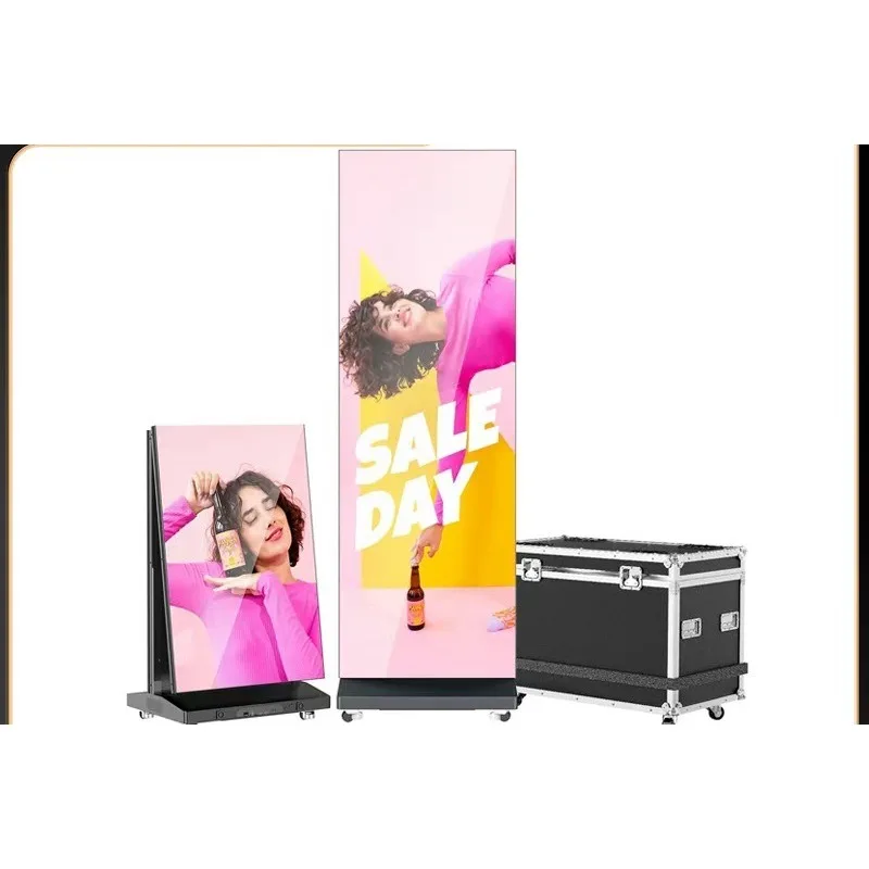 Foldable mobile shopping mall store display vertical advertising machine led display